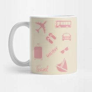 Essential Travel Drawing Sticker Set, Pastel pink, Holiday gift, Summer 2024 Gift Mug